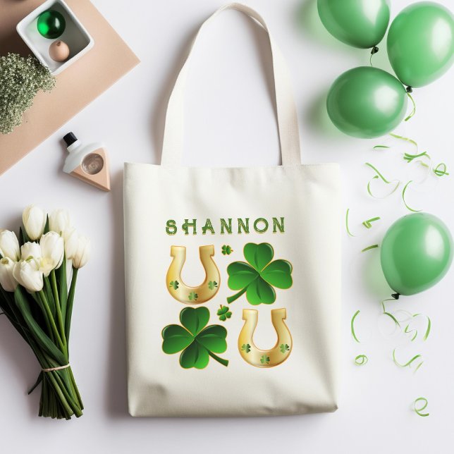 Irländska St. Patricks Day Gröna Klöver och Hästsk Tygkasse (Skapare uppladdad)