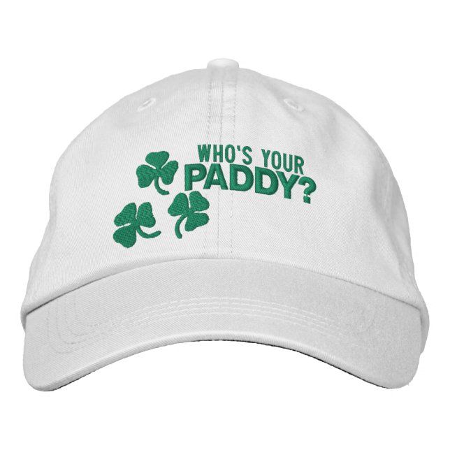 Irländska St Patricks Day Vem är din Paddy Broderad Keps (Framsida)