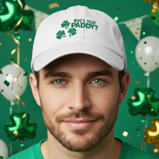 Irländska St Patricks Day Vem är din Paddy Broderad Keps (Irish St Patricks Day Whos Your Paddy Embroidered Baseball Cap by Ricaso. Funny Irish shamrock cap
)