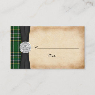 Irländska Tartan Celtic Claddagh Bröllop ortskort Placeringskort