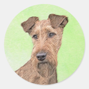 Irländska terrier målning - Cute Original Hund A Runt Klistermärke