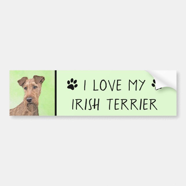Irländska terrier-målning - Cute Original Hund Art Bildekal (Framsidan)