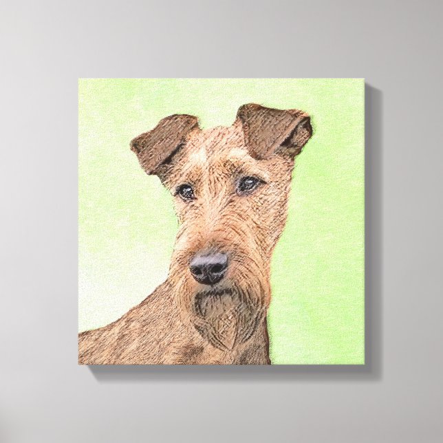 Irländska terrier målning - Cute Original Hund Art Canvastryck (Framsida)