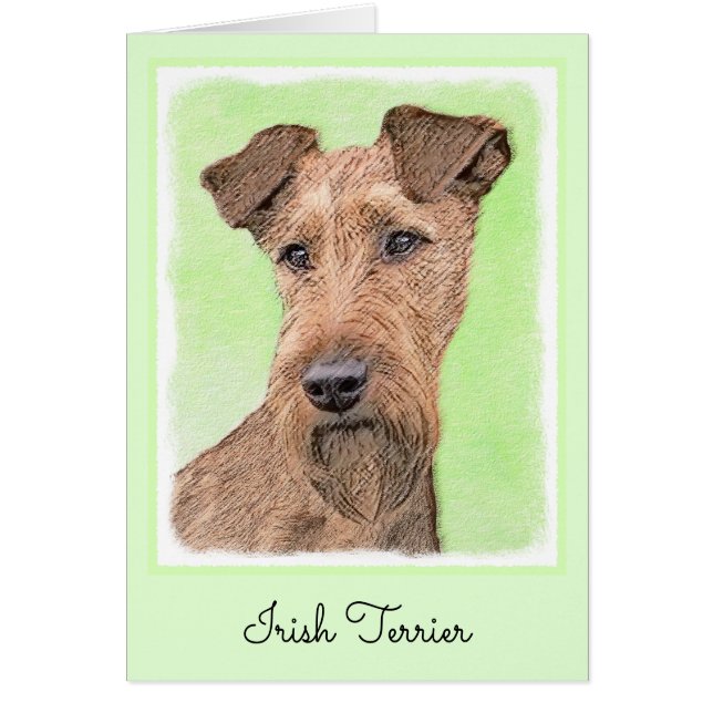 Irländska terrier-målning - Cute Original Hund Art Hälsningskort (Framsidan)
