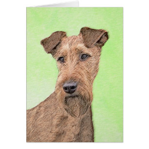 Irländska terrier-målning - Cute Original Hund Art Hälsningskort