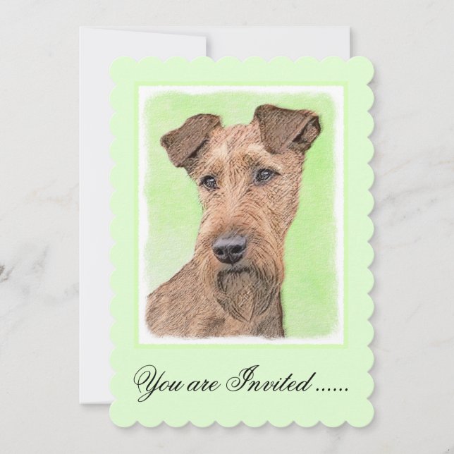 Irländska terrier-målning - Cute Original Hund Art Inbjudningar (Framsida)