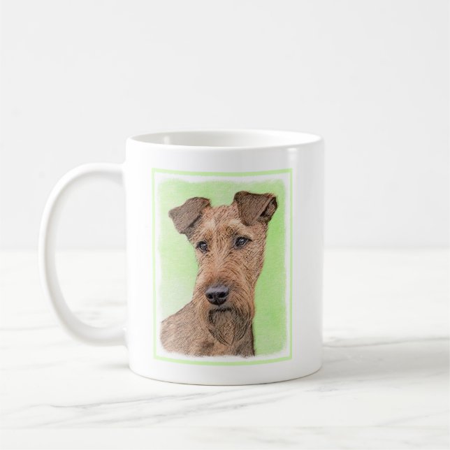 Irländska terrier-målning - Cute Original Hund Art Kaffemugg (Vänster)
