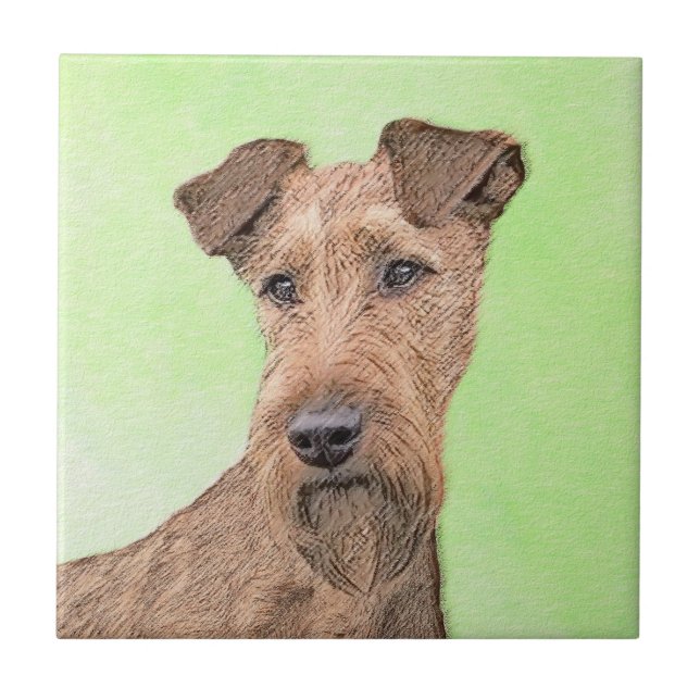 Irländska terrier-målning - Cute Original Hund Art Kakelplatta (Framsidan)