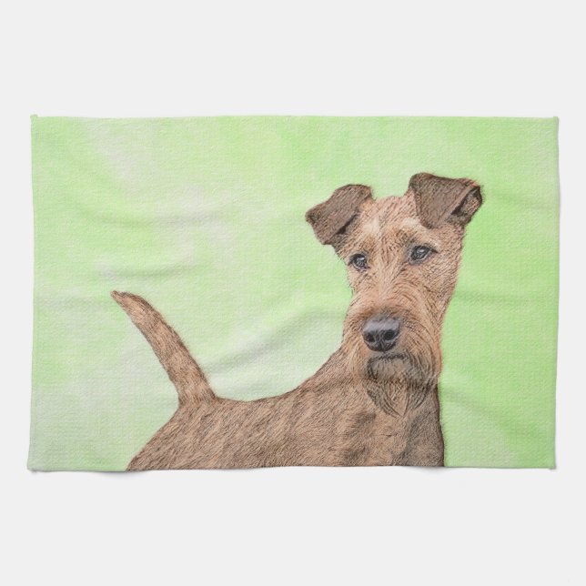 Irländska terrier-målning - Cute Original Hund Art Kökshandduk (Horisontell)
