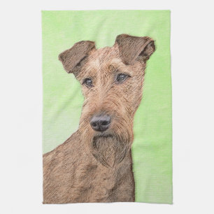 Irländska terrier-målning - Cute Original Hund Art Kökshandduk