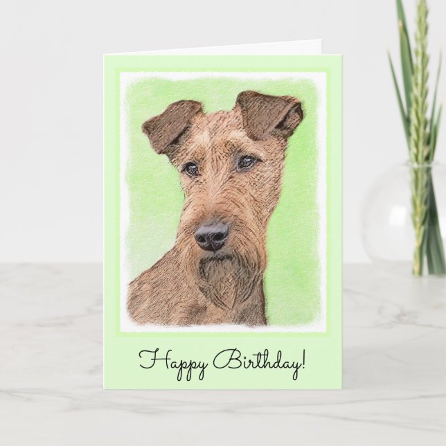 Irländska terrier målning - Cute Original Hund Art Kort (Framsida)