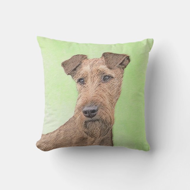 Irländska terrier-målning - Cute Original Hund Art Kudde (Framsida)