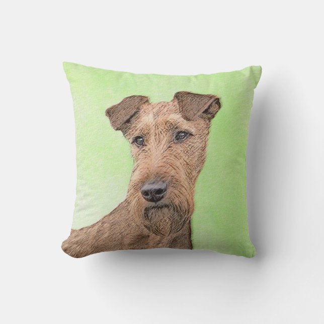Irländska terrier målning - Cute Original Hund Art Kudde (Framsida)
