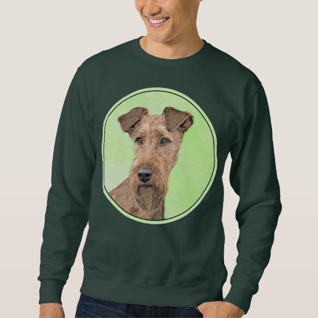 Irländska terrier-målning - Cute Original Hund Art Lång Ärmad Tröja (Framsida)
