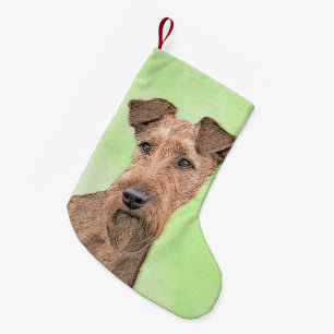 Irländska terrier-målning - Cute Original Hund Art Liten Julstrumpa
