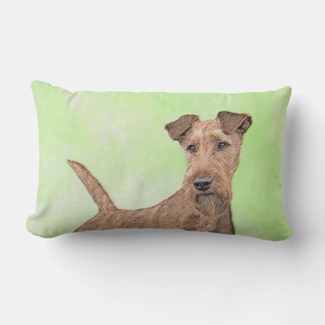 Irländska terrier-målning - Cute Original Hund Art Lumbarkudde (Framsida)