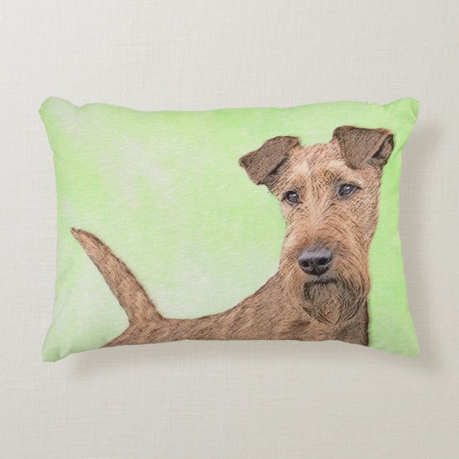 Irländska terrier-målning - Cute Original Hund Art Prydnadskudde (Framsidan)
