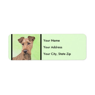 Irländska terrier-målning - Cute Original Hund Art Returadress Etikett
