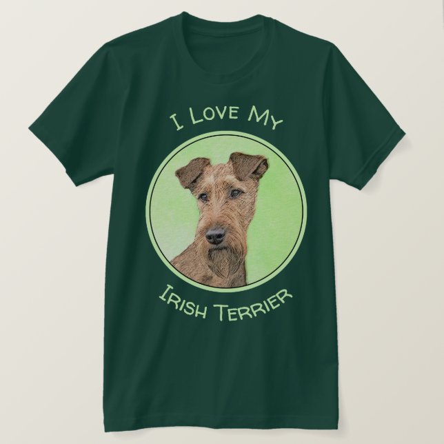 Irländska terrier-målning - Cute Original Hund Art T Shirt (Design framsida)