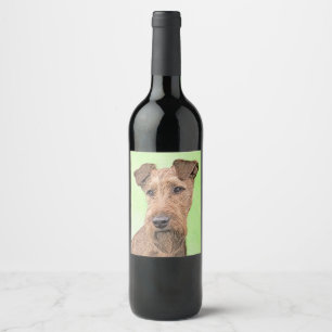 Irländska terrier-målning - Cute Original Hund Art Vinflaska Etikett
