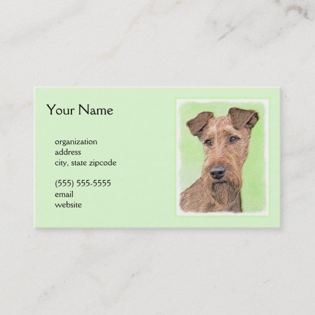 Irländska terrier-målning - Cute Original Hund Art Visitkort (Framsida)