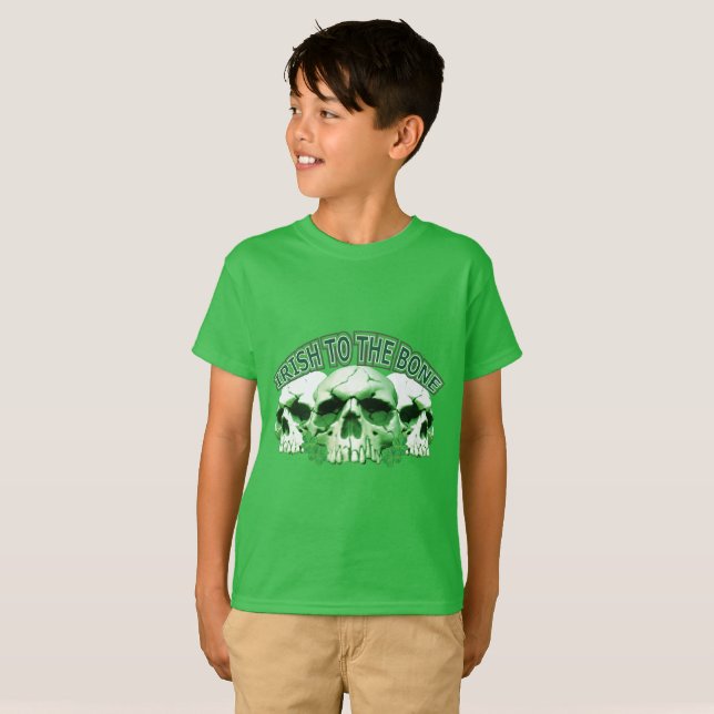 Irländska till Bone Skull T Shirt (Hel framsida)