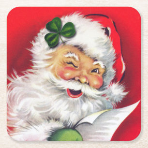 Irländska tomten, irländsk jul, Irland, Irland Underlägg Papper Kvadrat
