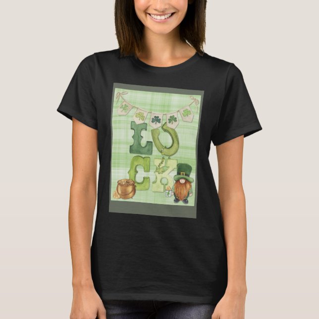 Irländska Tur St Paddy-dagen Gnome Shamrock Buntin T Shirt (Framsida)
