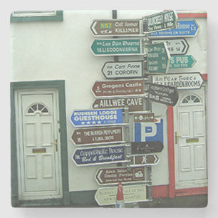 Irländska vägmärken, Irland marmorCoaster. Underlägg Sten