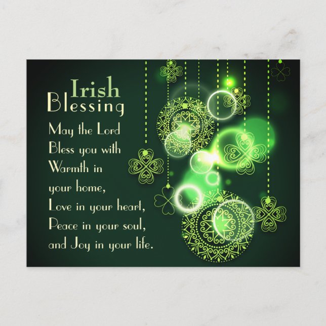 Irländska välsignelsen Lord Bless You, Shamrock De Vykort (Framsida)