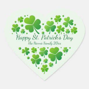 Irländska välsignelser och shamrockar är symboler hjärtformat klistermärke
