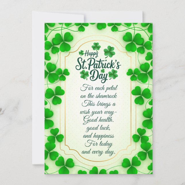 Irländska välsignelser och shamrockar är symboler  julkort (Framsida)