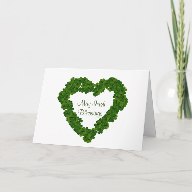 Irländska välsignelser Shamrock Heart-kort Helgkort (Framsida)