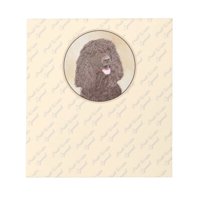 Irländska Vatten-färgremsan - Original Hund Art Anteckningsblock (Framsida)