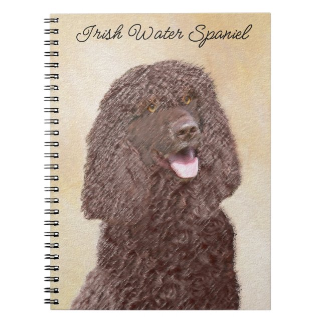 Irländska Vatten-färgremsan - Original Hund Art Anteckningsbok (Framsidan)