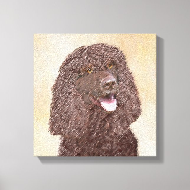 Irländska Vatten-färgremsan - Original Hund Art Canvastryck (Framsida)