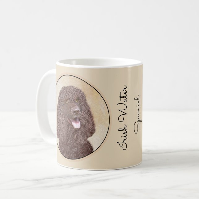 Irländska Vatten-färgremsan - Original Hund Art Kaffemugg (Framsida vänster)