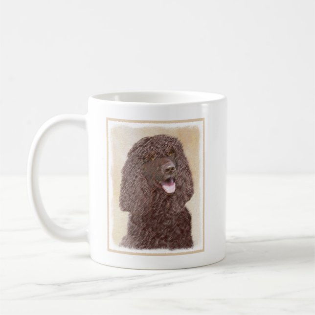 Irländska Vatten-färgremsan - Original Hund Art Kaffemugg (Vänster)