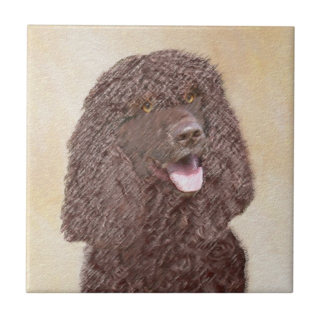 Irländska Vatten-färgremsan - Original Hund Art Kakelplatta (Framsidan)