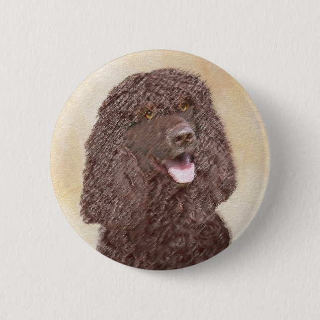 Irländska Vatten-färgremsan - Original Hund Art Knapp (Framsida)