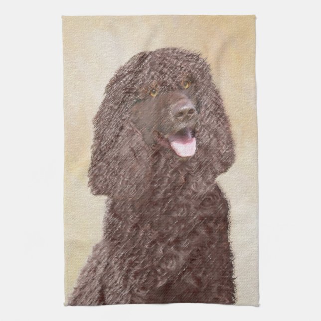 Irländska Vatten-färgremsan - Original Hund Art Kökshandduk (Vertikal)