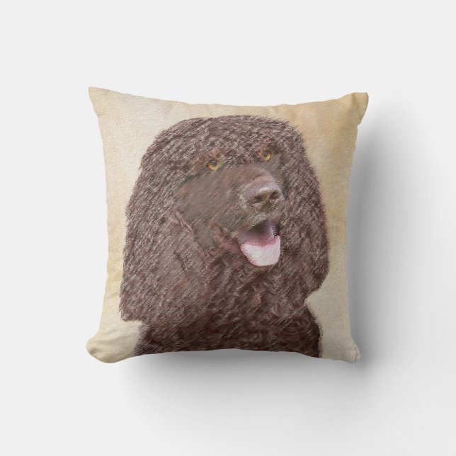 Irländska Vatten-färgremsan - Original Hund Art Kudde (Framsida)