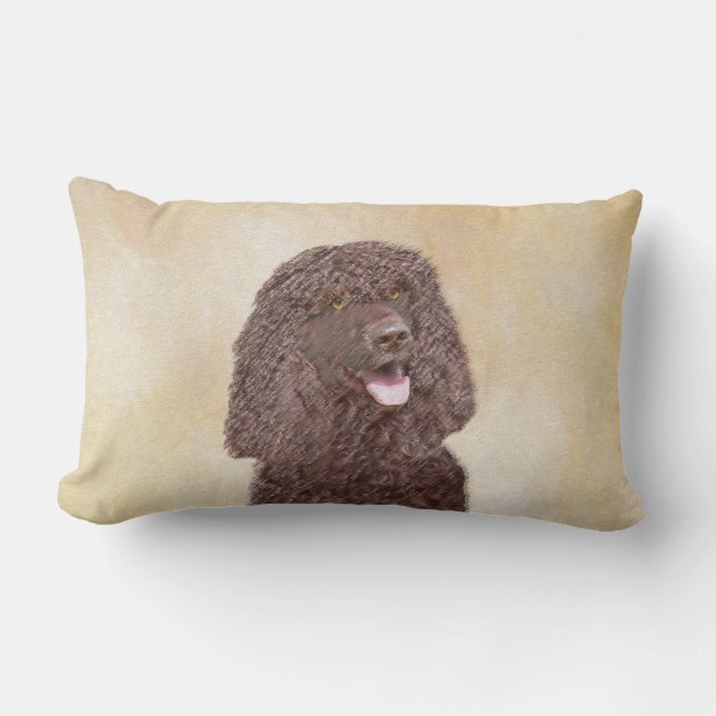 Irländska Vatten-färgremsan - Original Hund Art Lumbarkudde (Framsida)