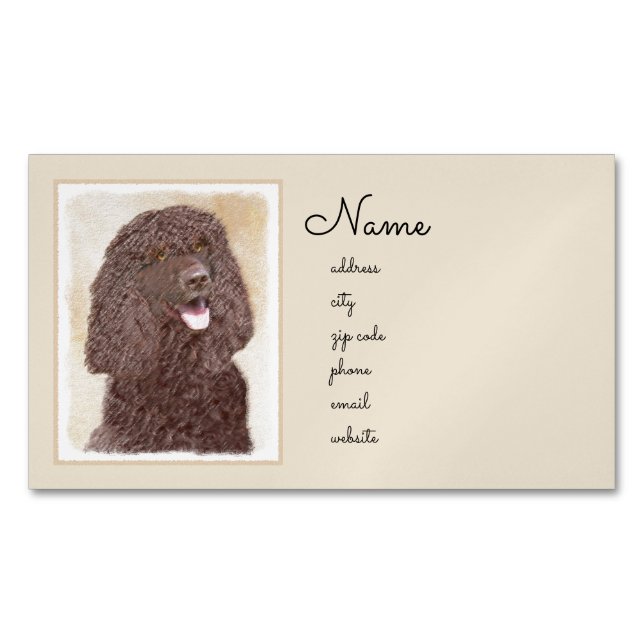 Irländska Vatten-färgremsan - Original Hund Art Magnetiska Visitkort (Framsida)