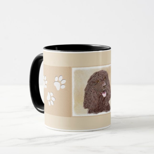 Irländska Vatten-färgremsan - Original Hund Art Mugg (Framsida vänster)