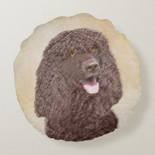Irländska Vatten-färgremsan - Original Hund Art Rund Kudde