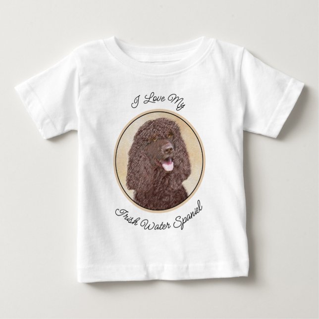 Irländska Vatten-färgremsan - Original Hund Art T Shirt (Framsida)
