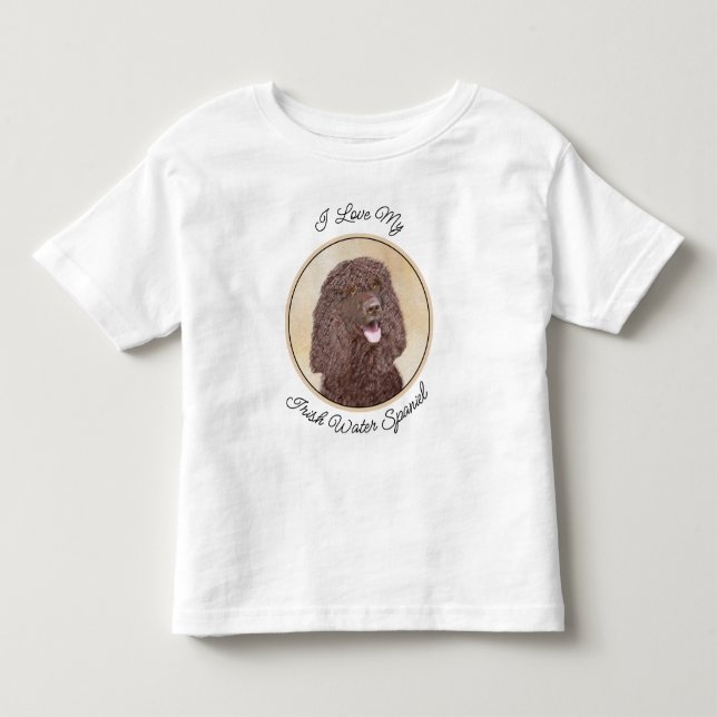 Irländska Vatten-färgremsan - Original Hund Art T Shirt (Framsida)
