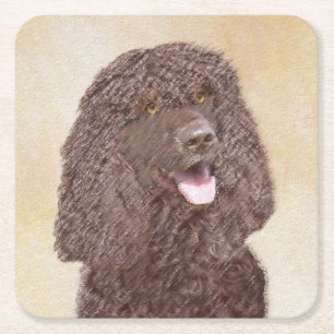 Irländska Vatten-färgremsan - Original Hund Art Underlägg Papper Kvadrat