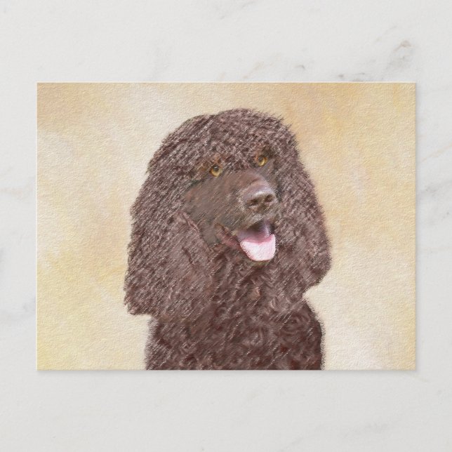 Irländska Vatten-färgremsan - Original Hund Art Vykort (Framsida)